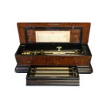 A FINE AND RARE LATE 19TH CENTURY SWISS INTERCHANGABLE MUSIC BOX PLAYING THIRTY TWO AIRS ON FOUR