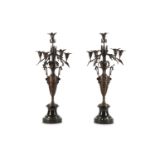 A PAIR OF LATE 19TH CENTURY FRENCH BRONZE CANDELAB