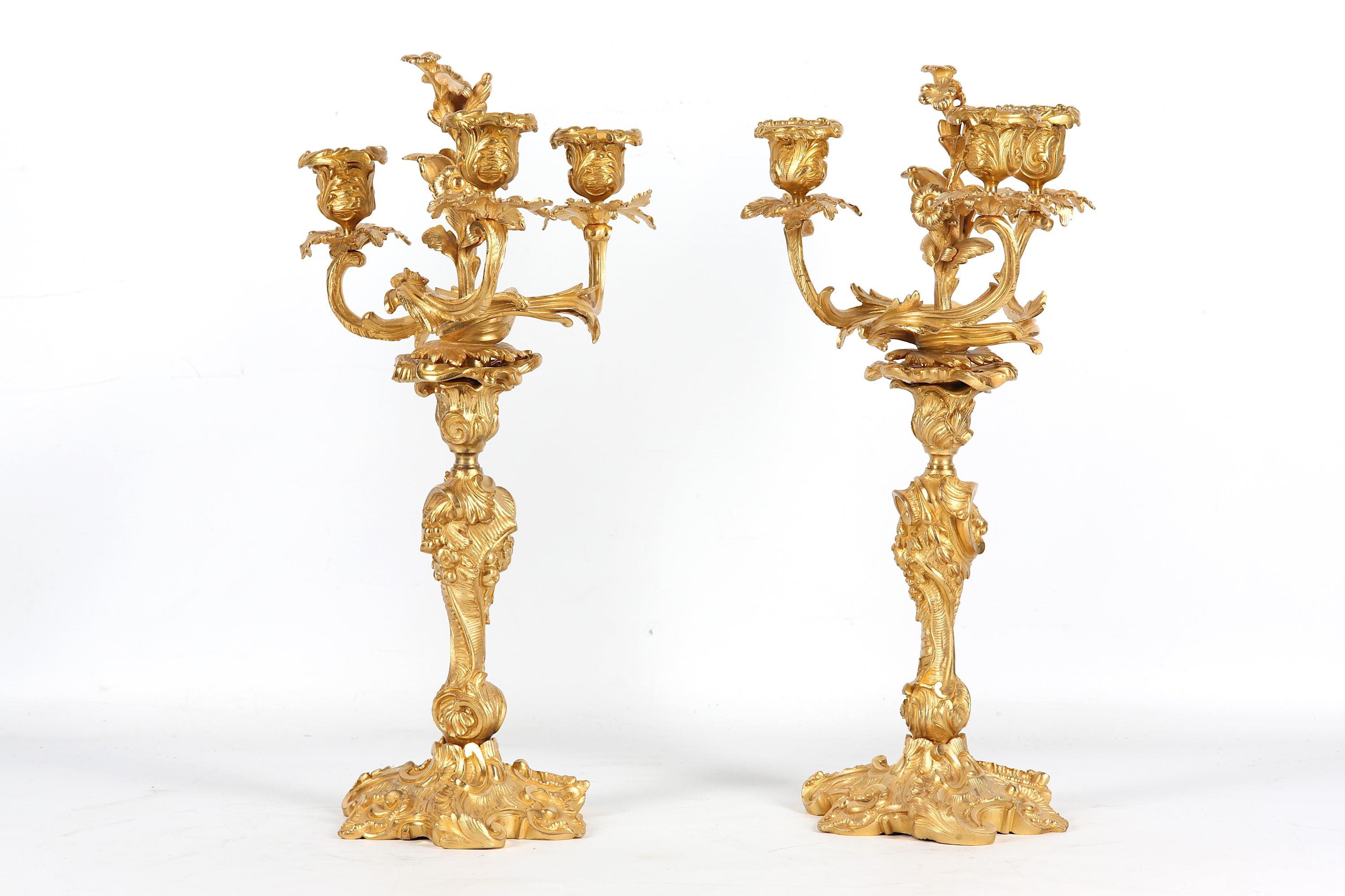A PAIR OF LATE 19TH CENTURY FRENCH GILT BRONZE CAN - Image 2 of 4