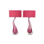 A PAIR OF PORTA ROMANA GLASS LAMP BASES of stylise
