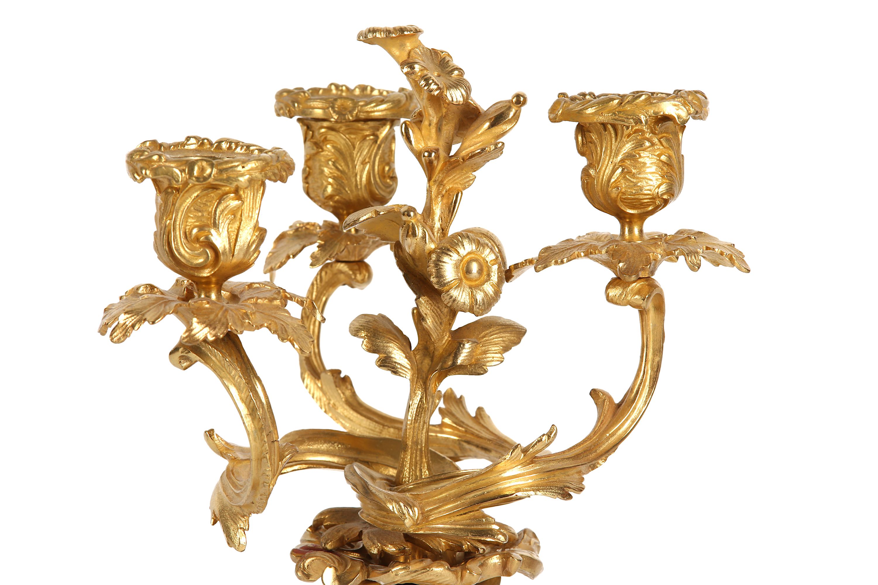 A PAIR OF LATE 19TH CENTURY FRENCH GILT BRONZE CAN - Image 4 of 4