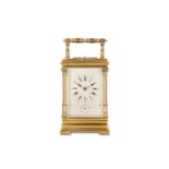 A LATE 19TH CENTURY FRENCH BRASS CARRIAGE CLOCK BY