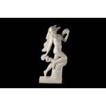 A WHITE MARBLE FIGURE OF A DANCING GIRL  the nude