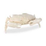 A FINE 19TH CENTURY IVORY BOX MODELLED AS A CRAB t