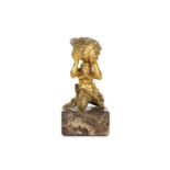 A 19TH CENTURY GILT BRONZE FIGURE SALT IN THE STYL