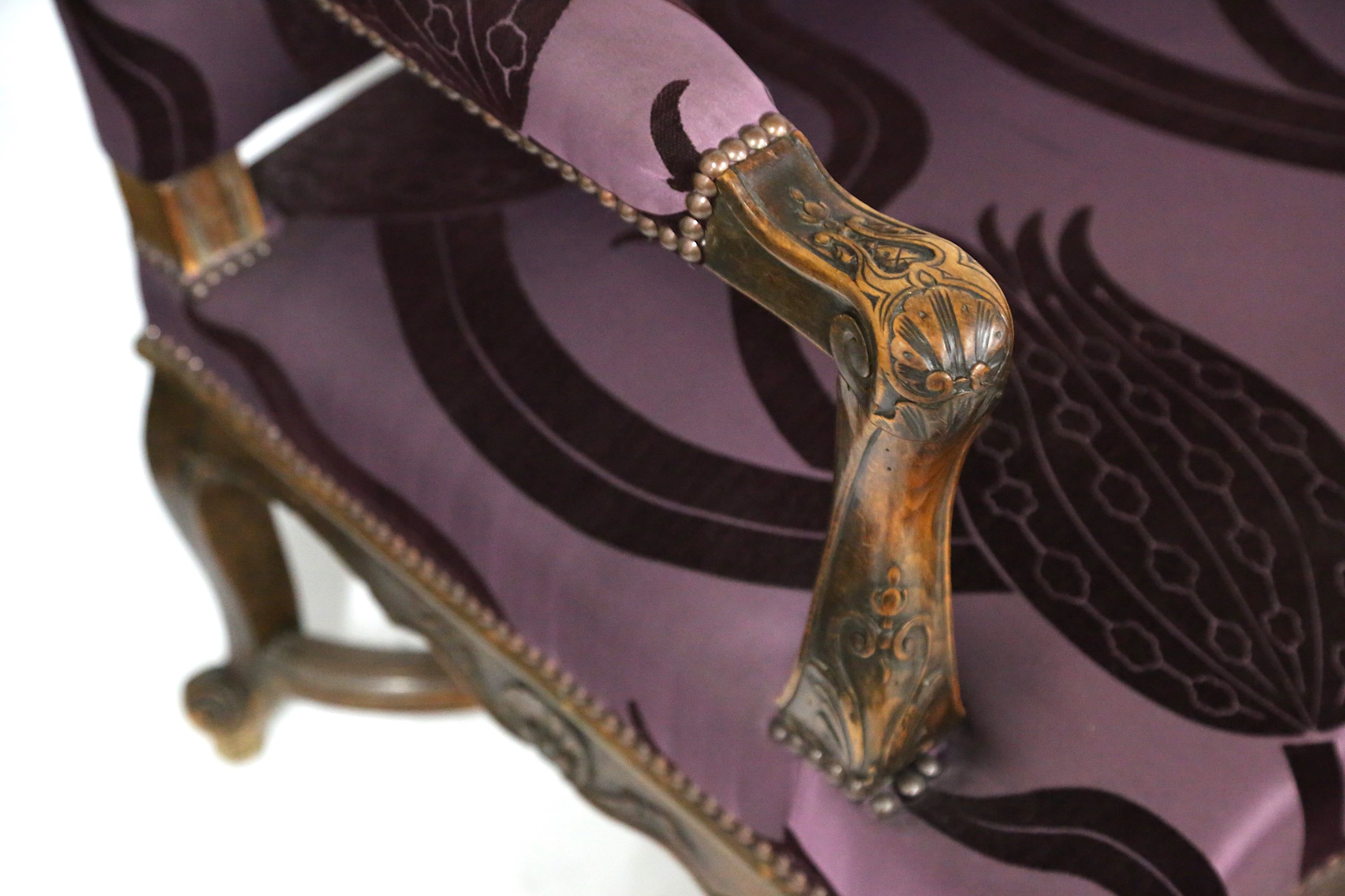 A PAIR OF LATE 19TH CENTURY FRENCH WALNUT ARMCHAIR - Image 3 of 9