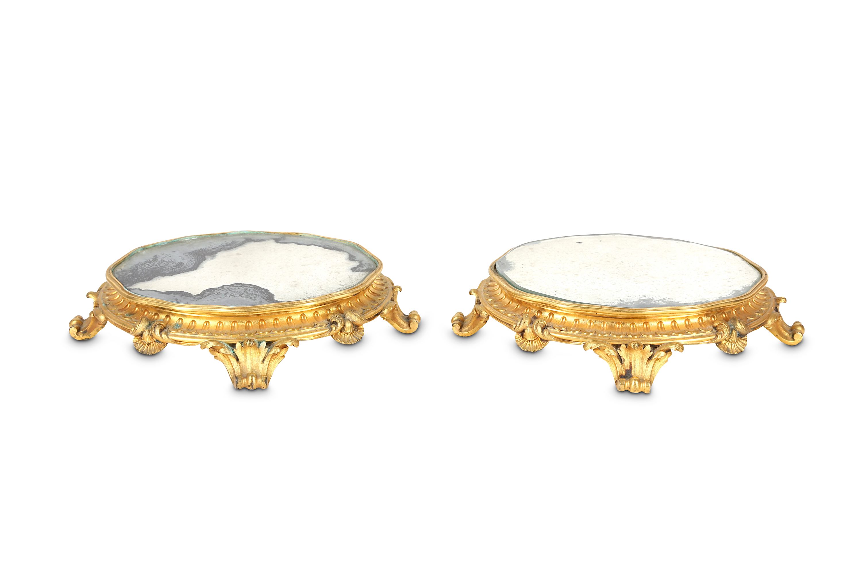 A PAIR OF 19TH CENTURY GILT BRONZE AND MIRRORED GL