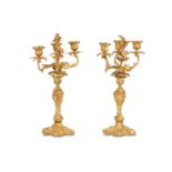 A PAIR OF LATE 19TH CENTURY FRENCH GILT BRONZE CAN