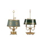 TWO FRENCH LOUIS XVI STYLE GILT BRASS AND TOLE PEI