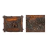 A PAIR OF 19TH CENTURY CARVED OAK FIGURAL RELIEF P