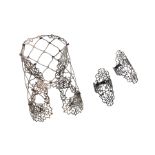 A 'Lace' cuff bracelet and two rings, by Muriel Grateau