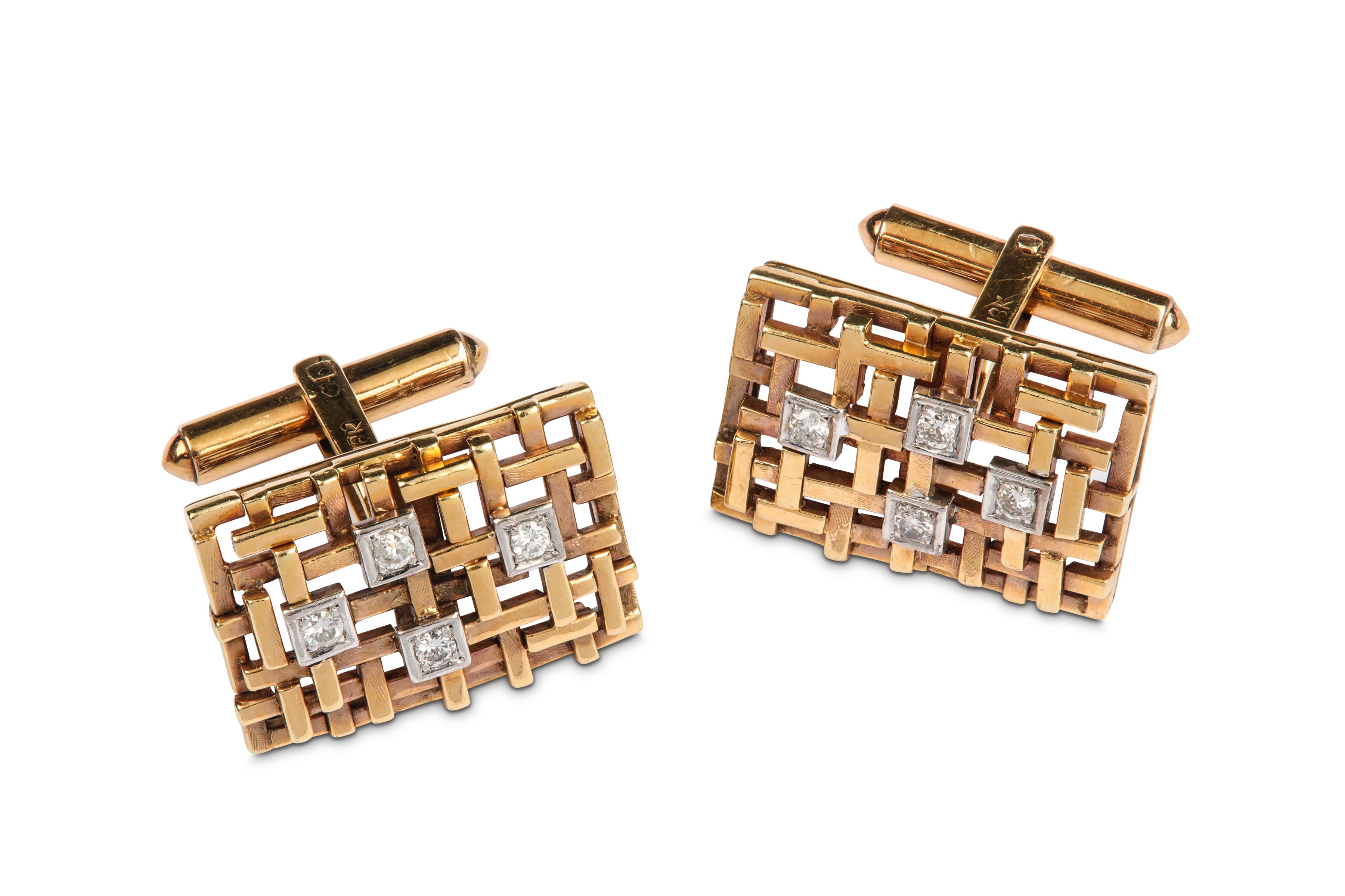 A pair of diamond-set cufflinks, circa 1970