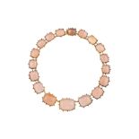 A late 19th century rose-quartz necklace