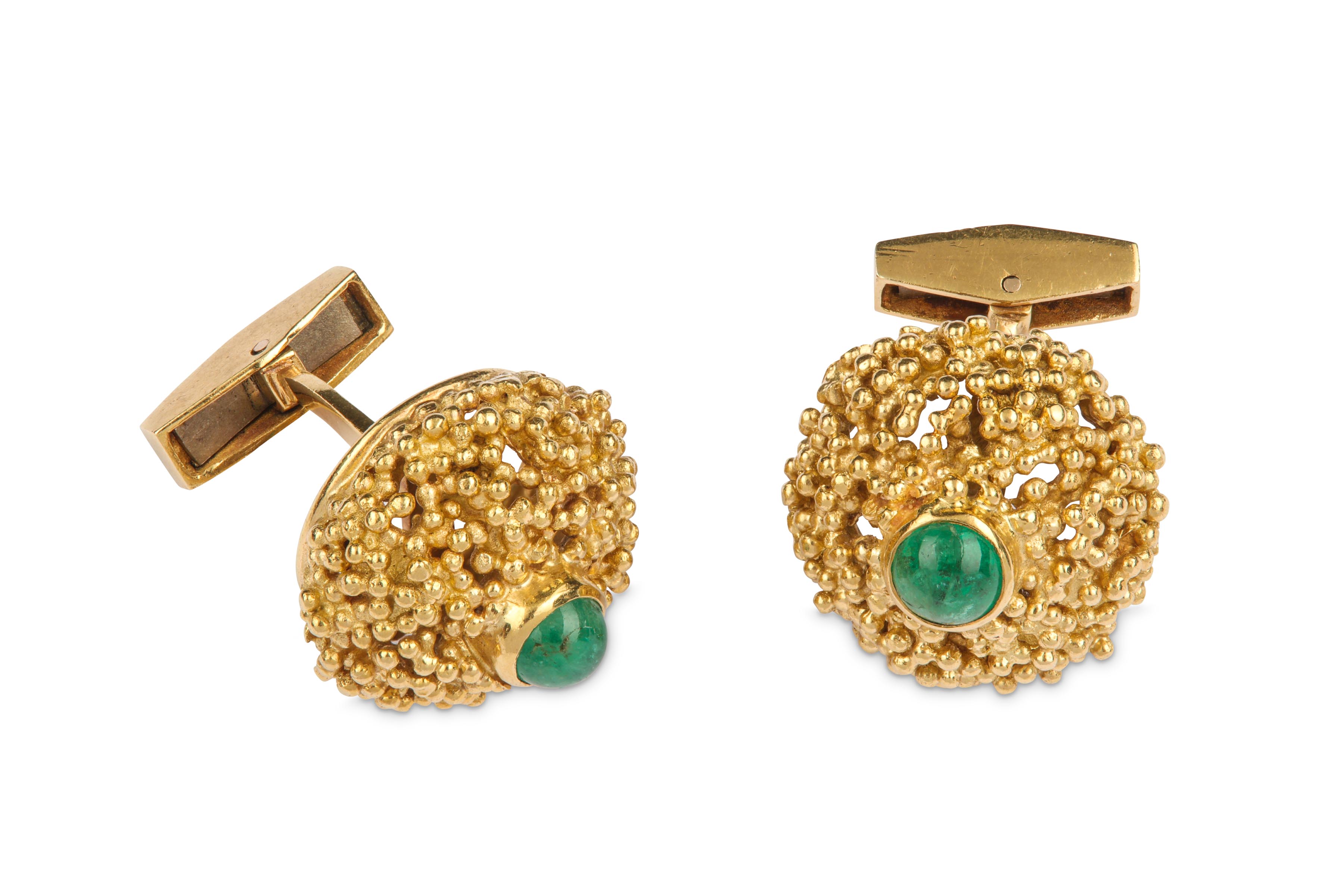 A pair of gold and emerald cufflinks, by Ben Rosenfeld, 1969 - Image 2 of 2