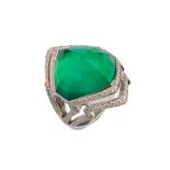 A 'Lady Stardust' green agate and diamond ring, by Stephen Webster