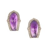 A pair of amethyst, mother-of-pearl and diamond 'C