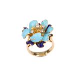 An enamel and diamond dress ring, by Kutchinsky, 1