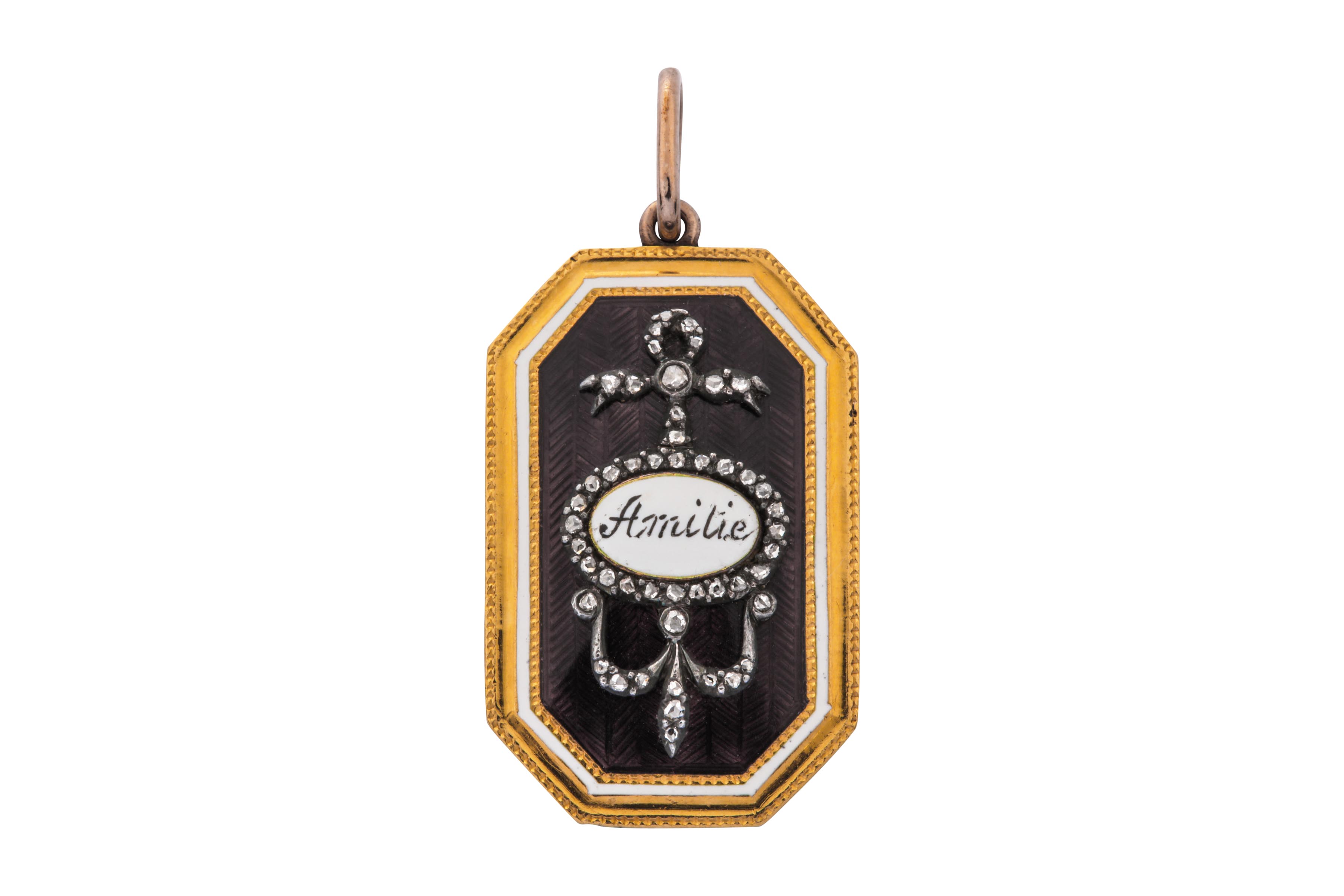 An early 20th century enamel and diamond pendant