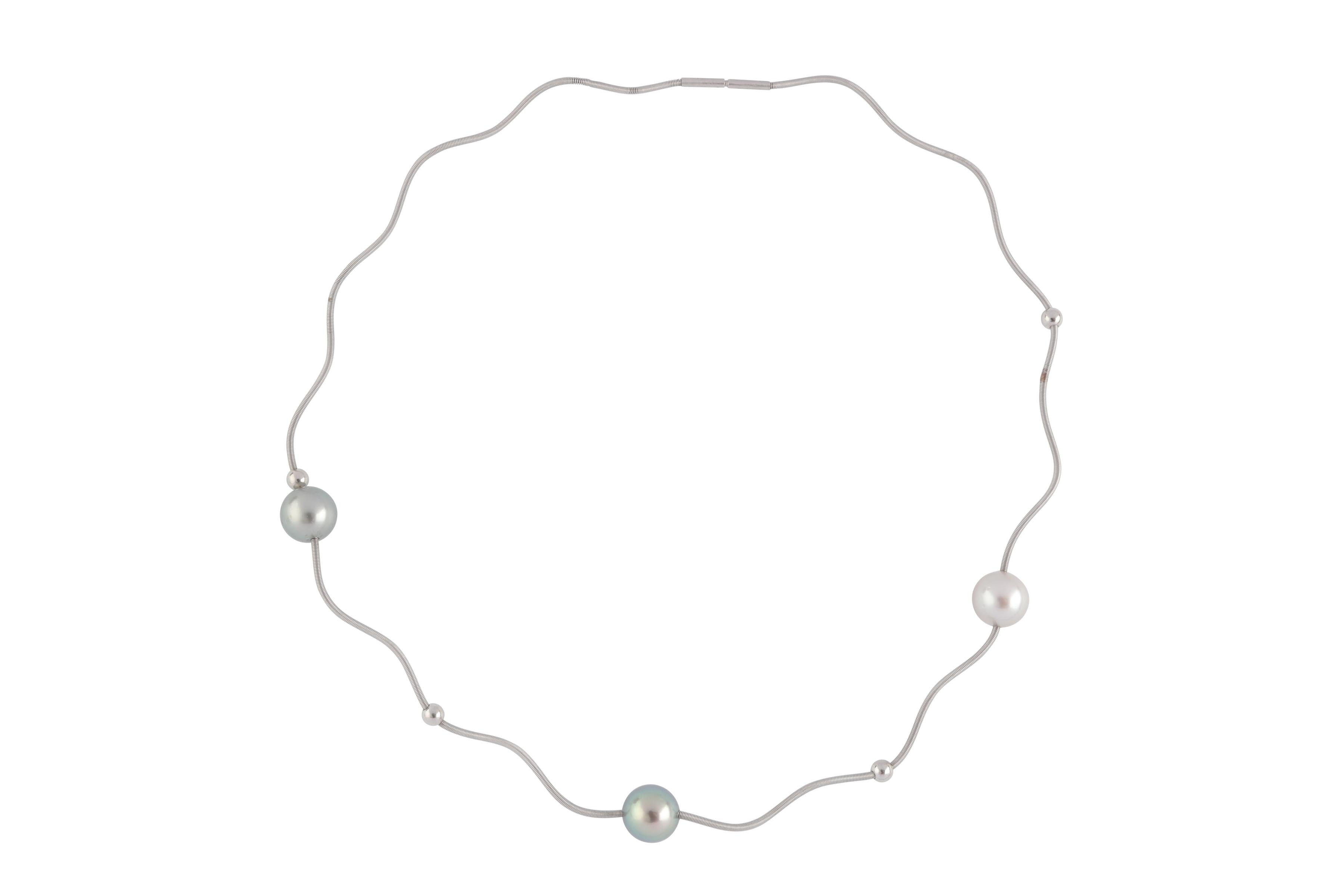 A cultured pearl and platinum necklace, by Boodle