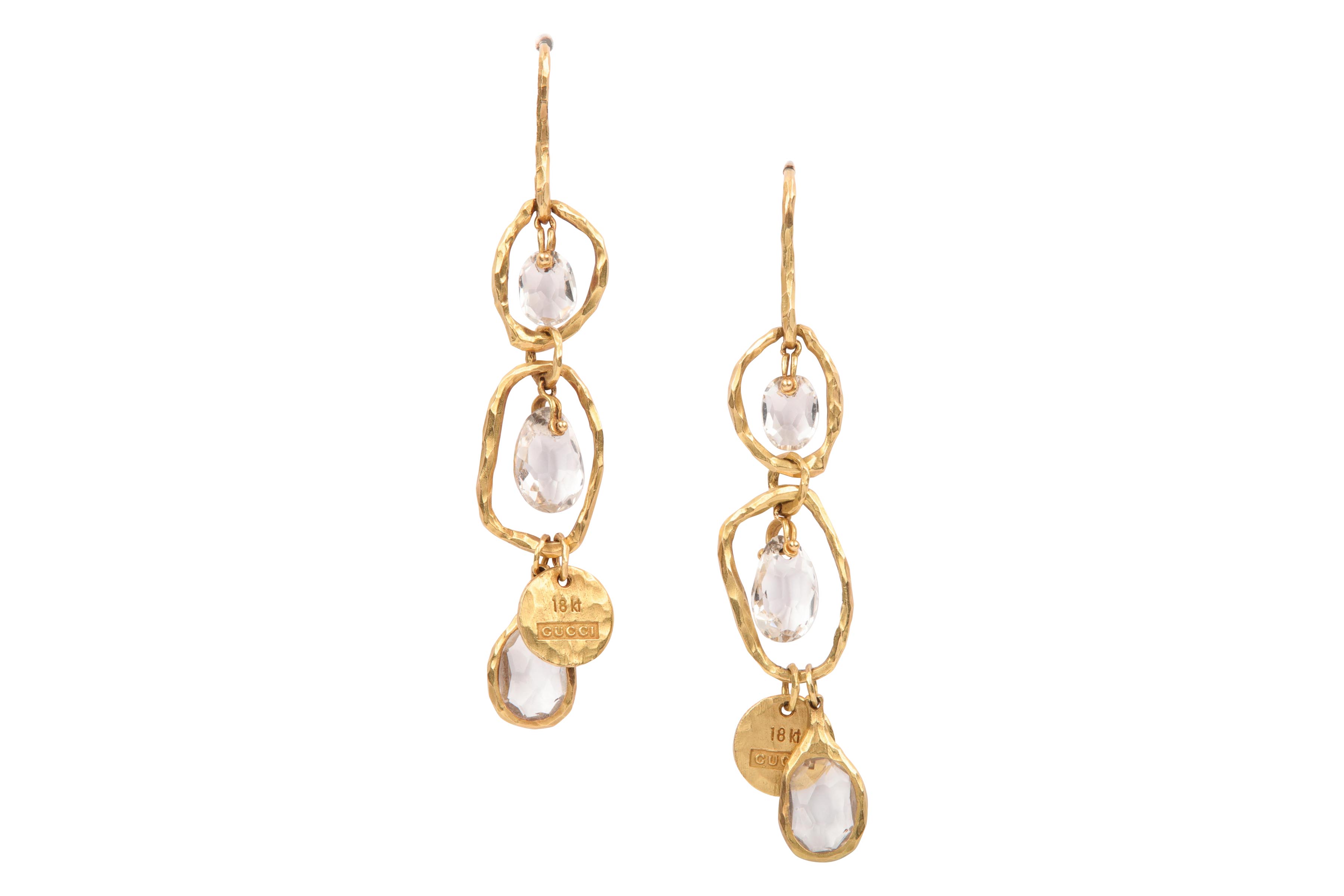 A pair of rock crystal pendent earrings, by Gucci