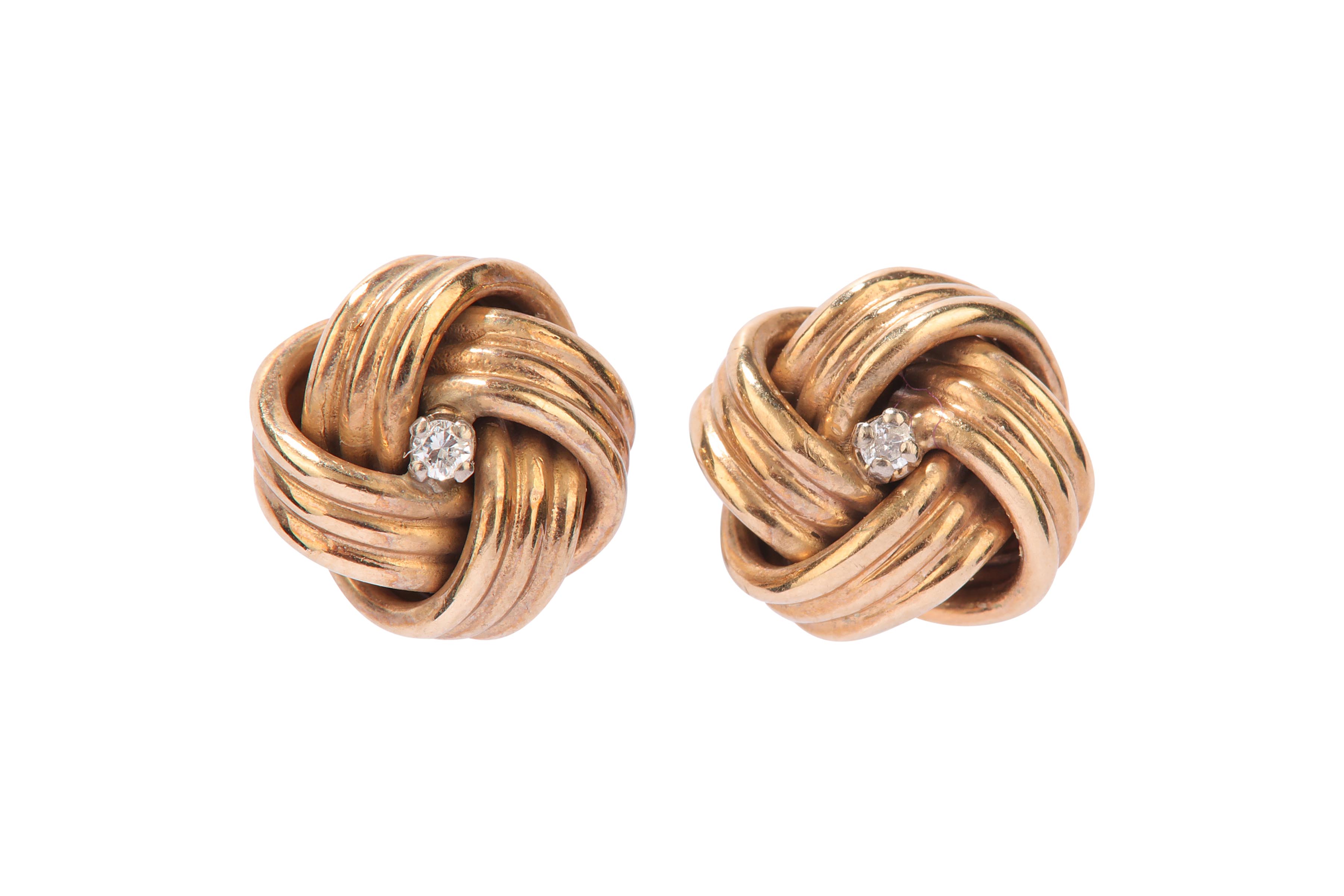 A pair of gold and diamond earstuds, by Mappin & Webb