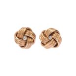 A pair of gold and diamond earstuds, by Mappin & Webb