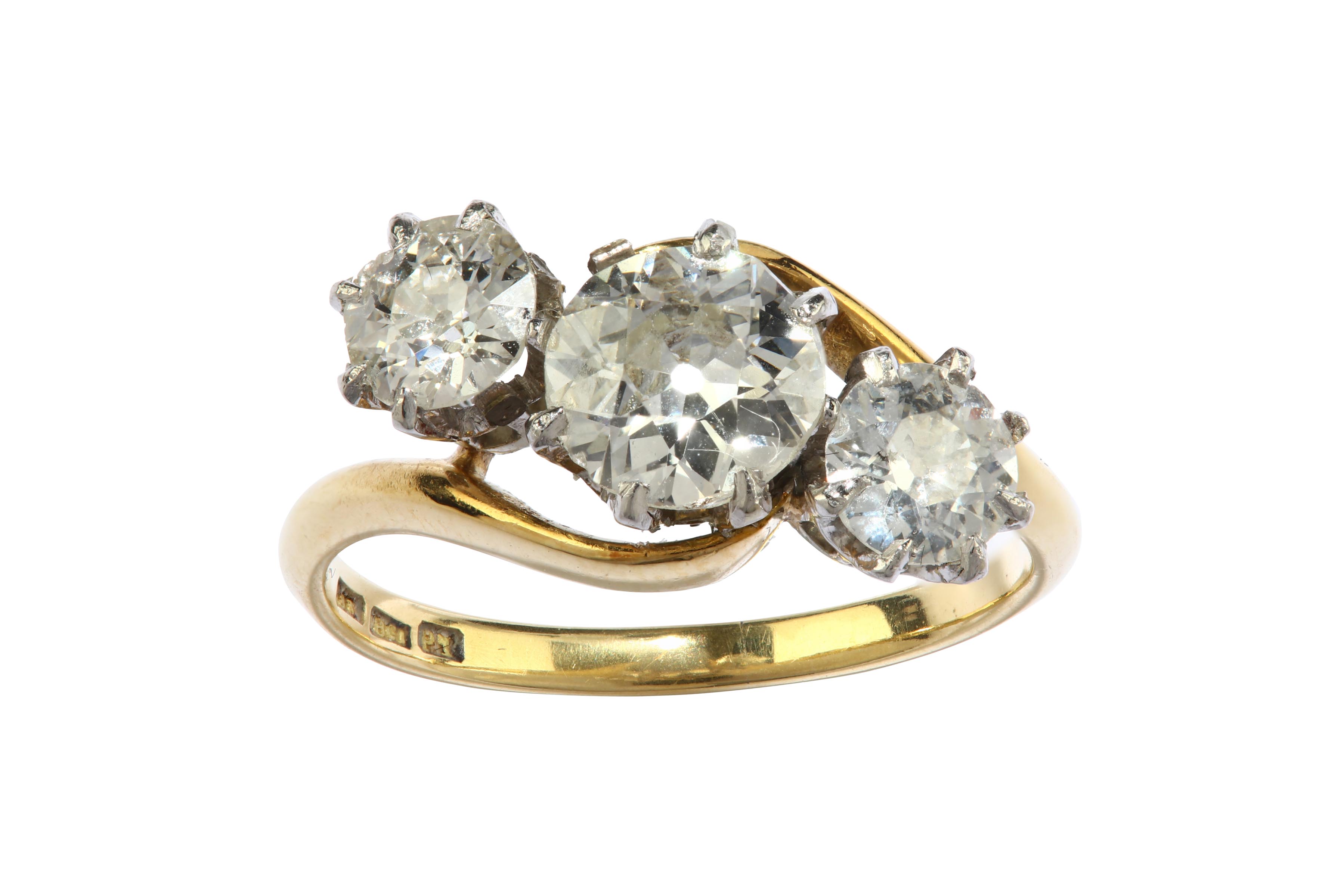 A diamond three-stone ring