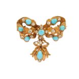 A mid 19th century turquoise and chrysoberyl bow b