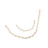 A moonstone necklace, bracelet and earstud suite