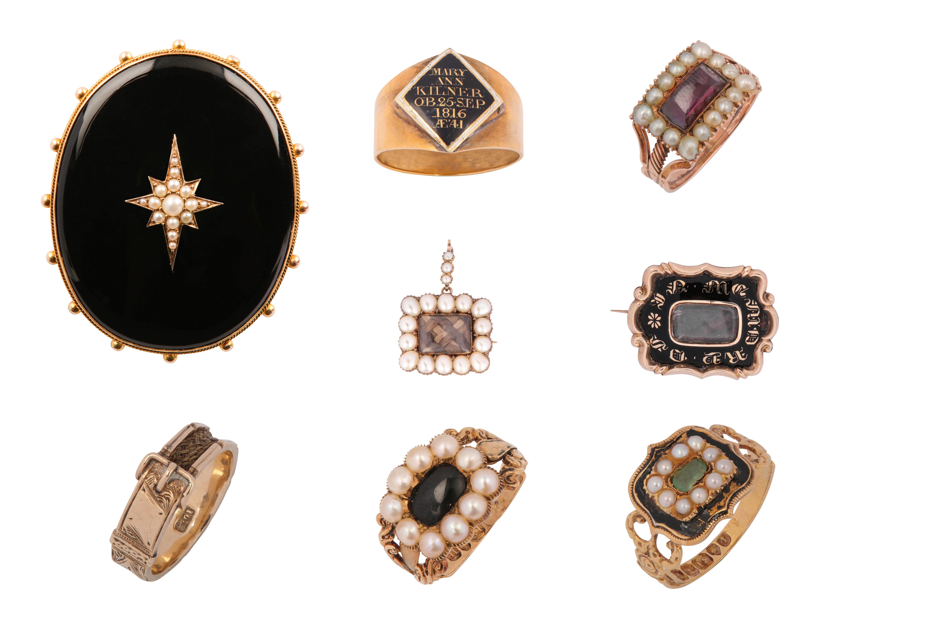 A group of 19th century mourning jewellery