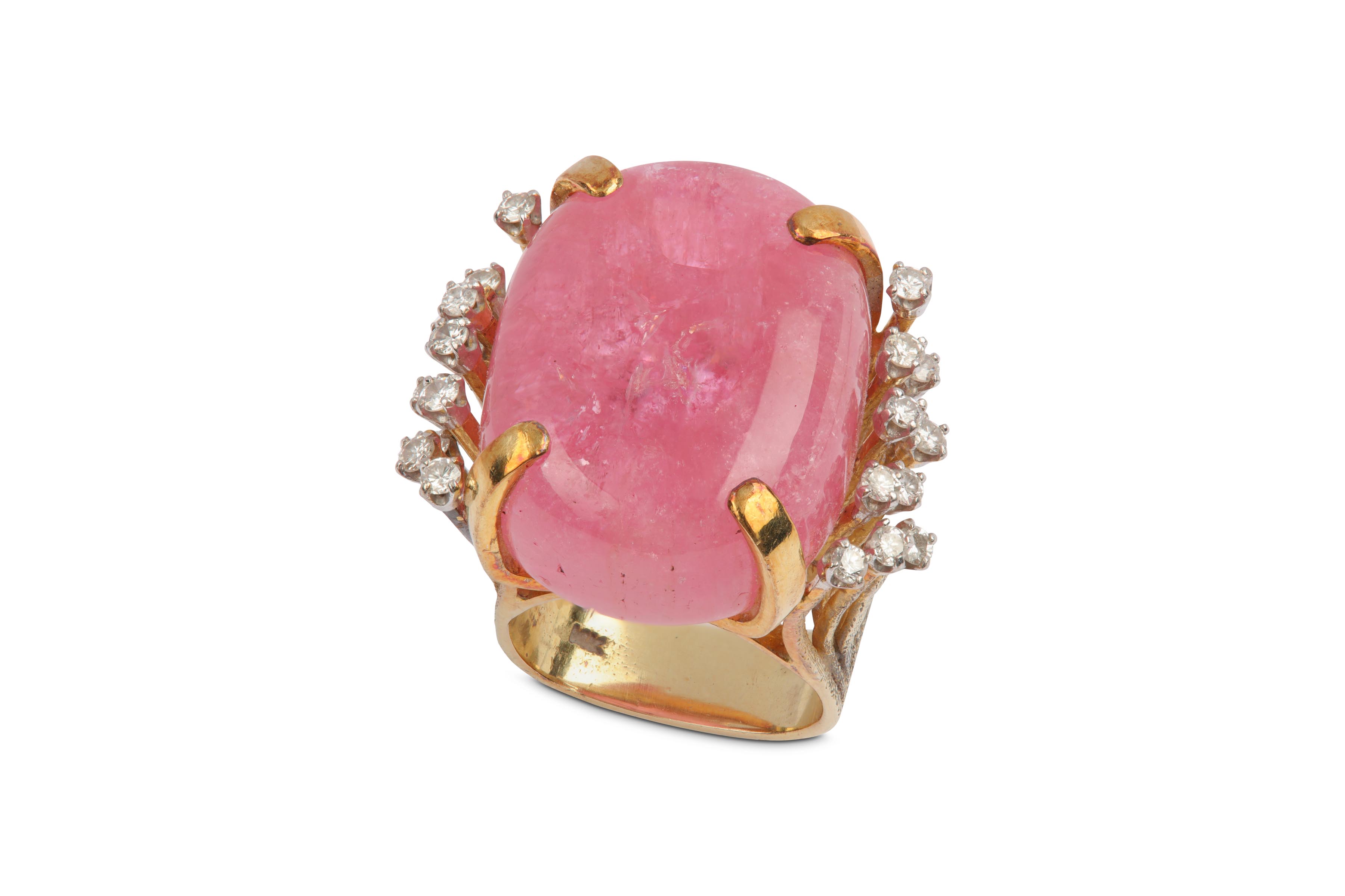 A pink tourmaline and diamond dress ring, circa 19