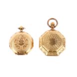 HAUTE AND PERRET & FILS. TWO GOLD POCKET WATCHES. Haute : 20th Century, 9 K gold, case numbered “