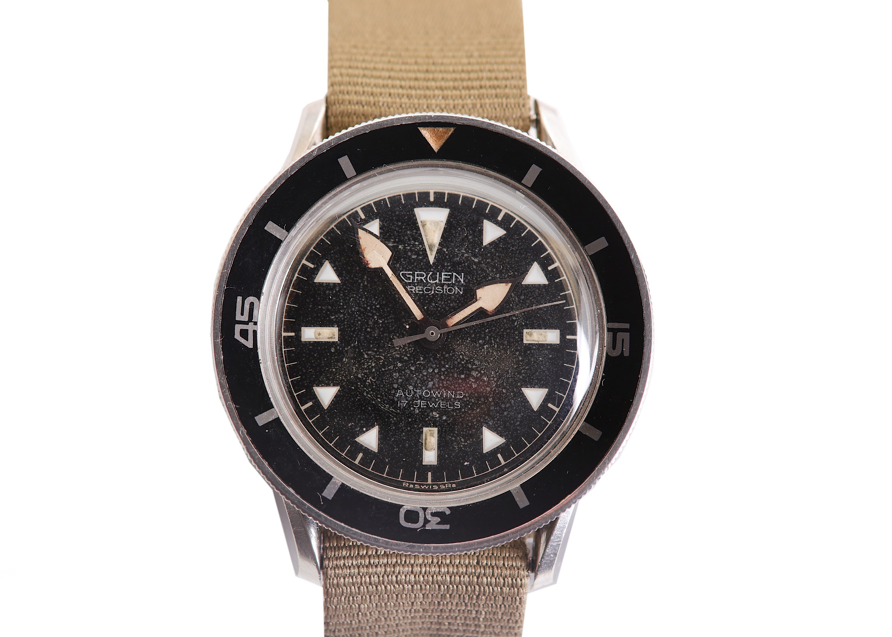 GRUEN. A RARE STAINLESS STEEL AUTOMATIC DIVERS WATCH. Date: 1950's. Case reference: '560 RSS 165'. - Image 6 of 6