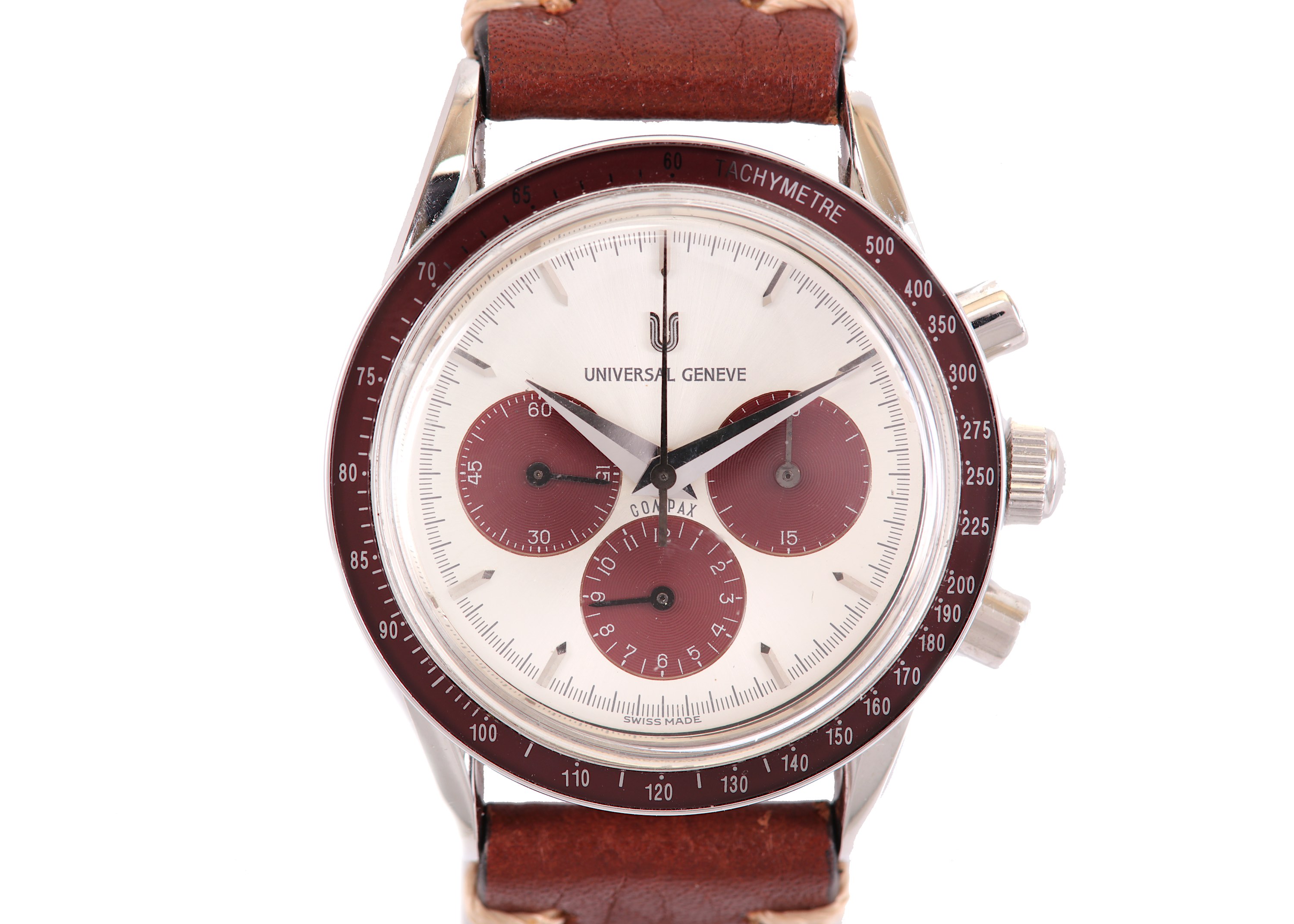 UNIVERSAL. A GENTS STAINLESS STEEL CHRONOGRAPH WRISTWATCH. Model: Compax. Reference/Serial number: - Image 5 of 5