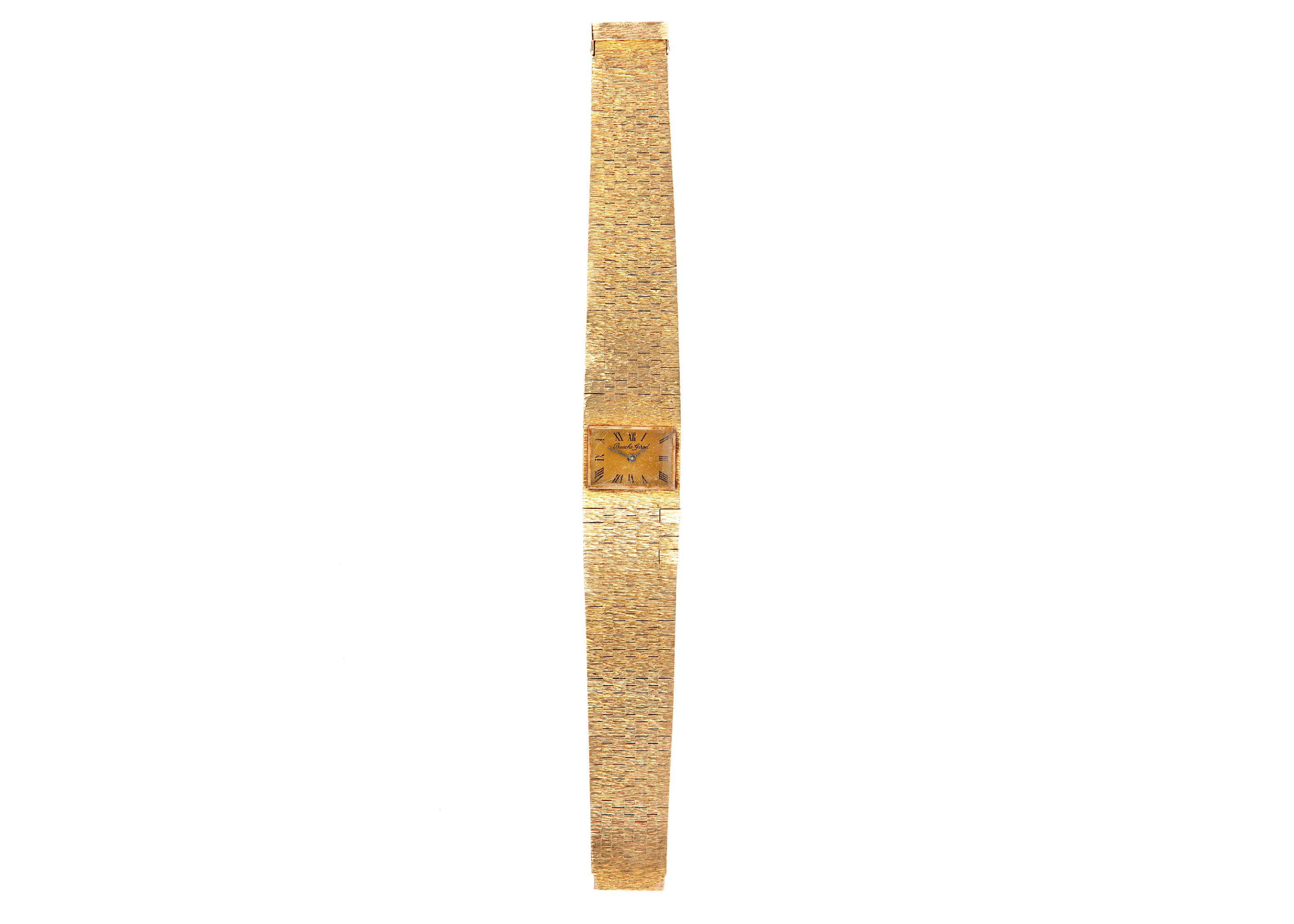 BUECHE GIROD. A 9K GOLD MANUAL WIND BRACELET WATCH. Date: C.1950's. Movement: Cal.1677 AS, manual. - Image 3 of 4