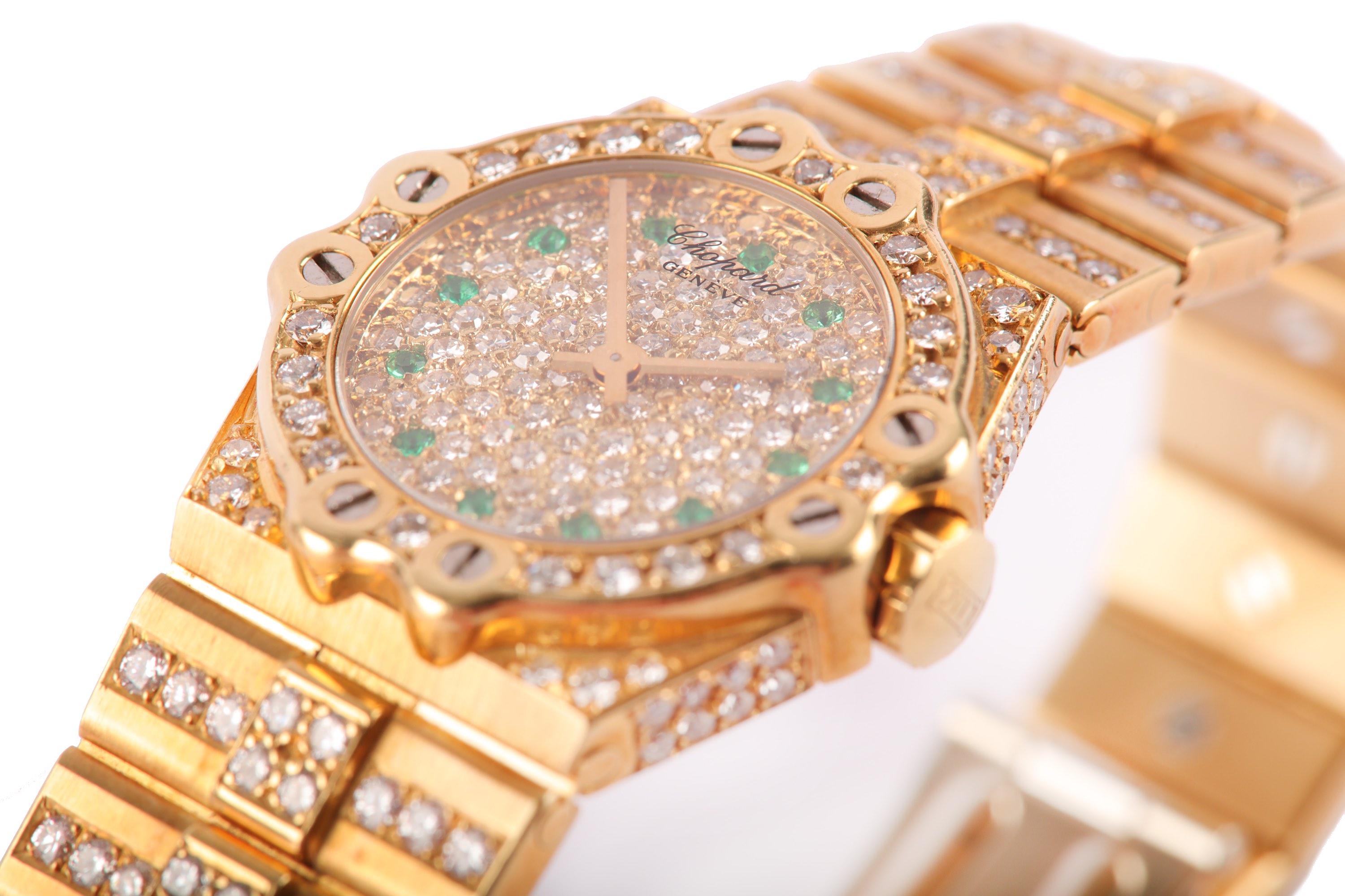 CHOPARD. AN 18K GOLD AND ORIGINAL GEM SET QUARTZ BRACELET WATCH. Model: St Moritz.  Case reference/ - Image 4 of 7