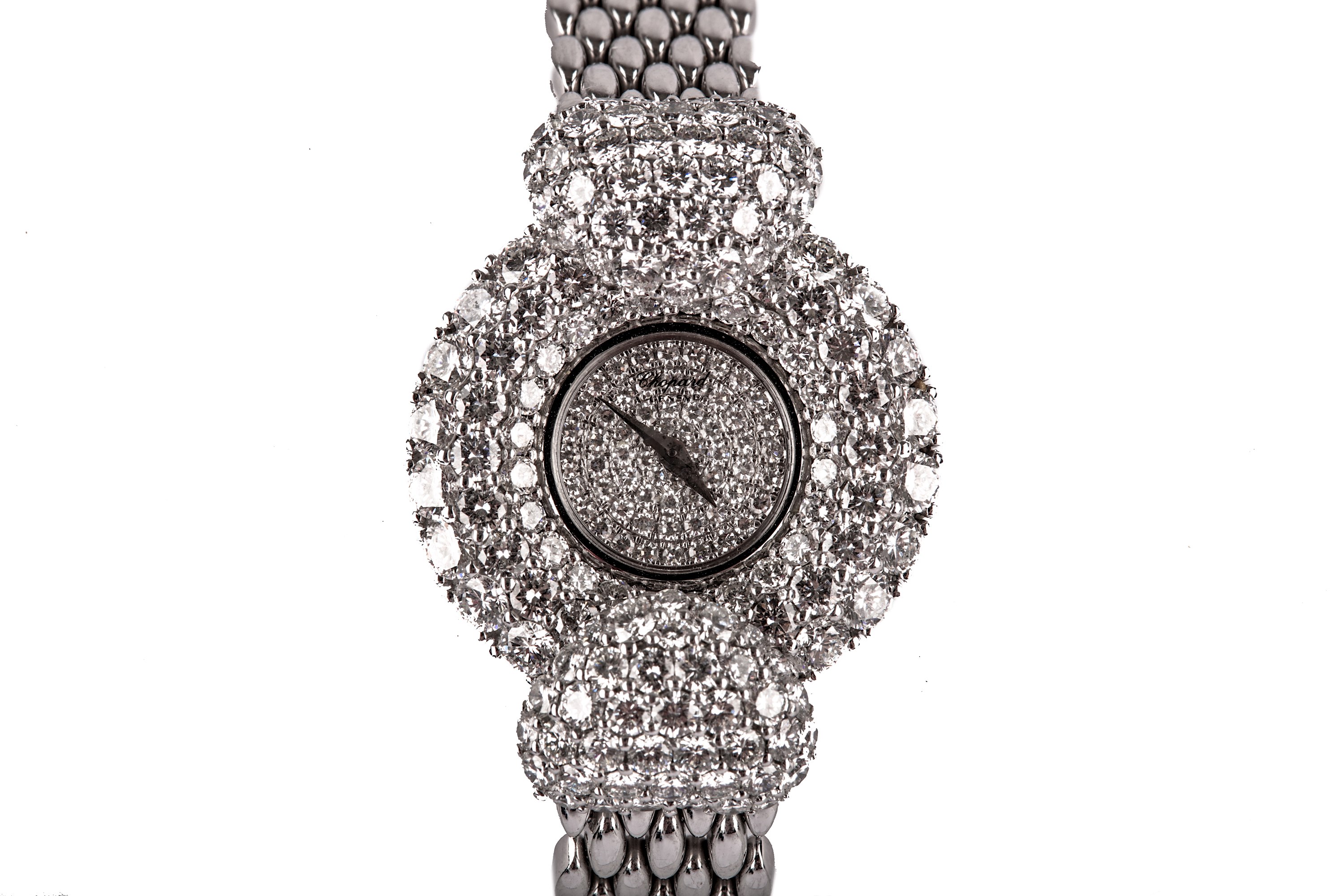 CHOPARD. A FINE AND RARE 18K WHITE GOLD AND DIAMOND SET MANUAL WIND BRACELET WATCH. Case reference/ - Image 2 of 6