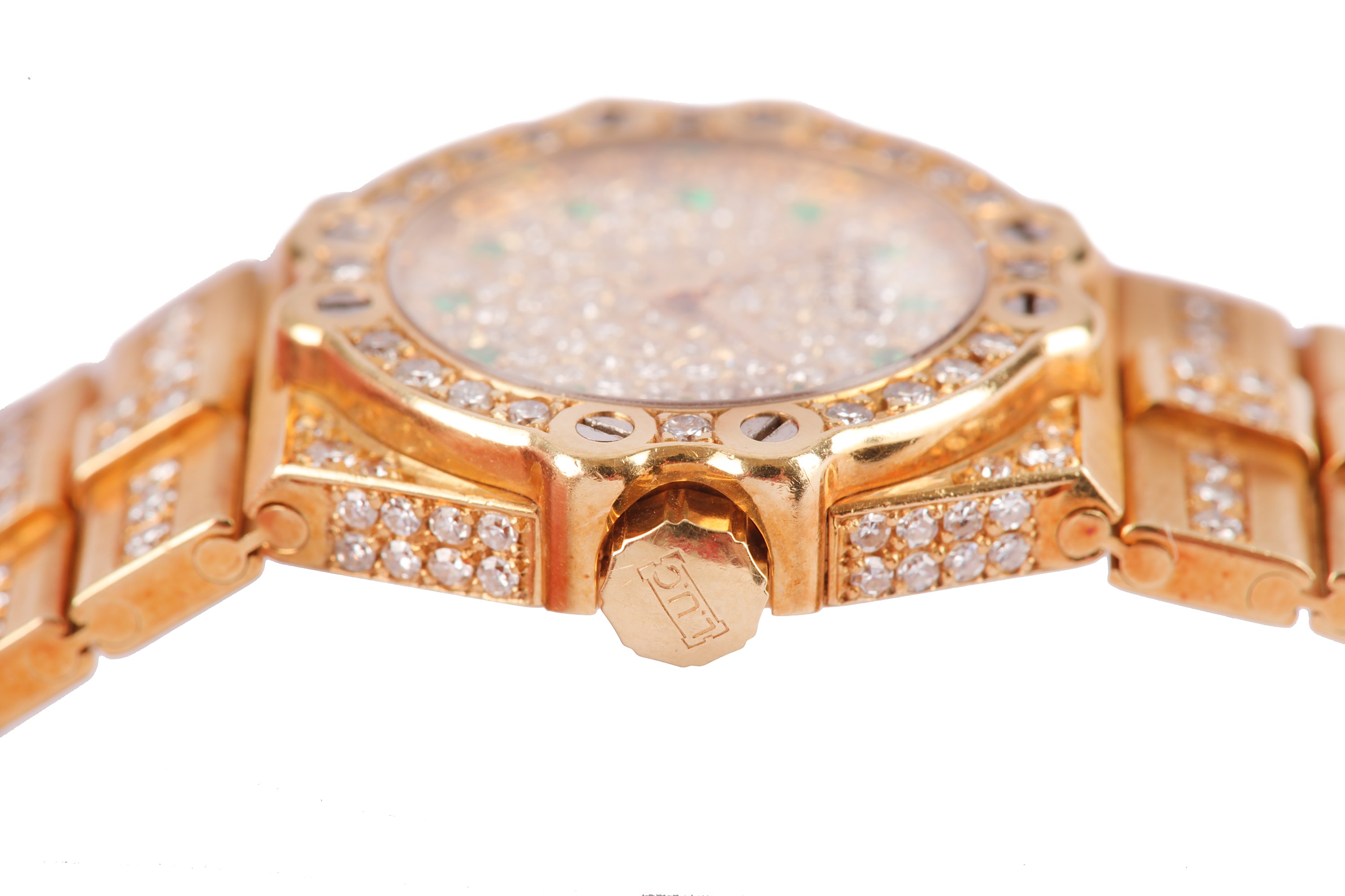 CHOPARD. AN 18K GOLD AND ORIGINAL GEM SET QUARTZ BRACELET WATCH. Model: St Moritz.  Case reference/ - Image 5 of 7