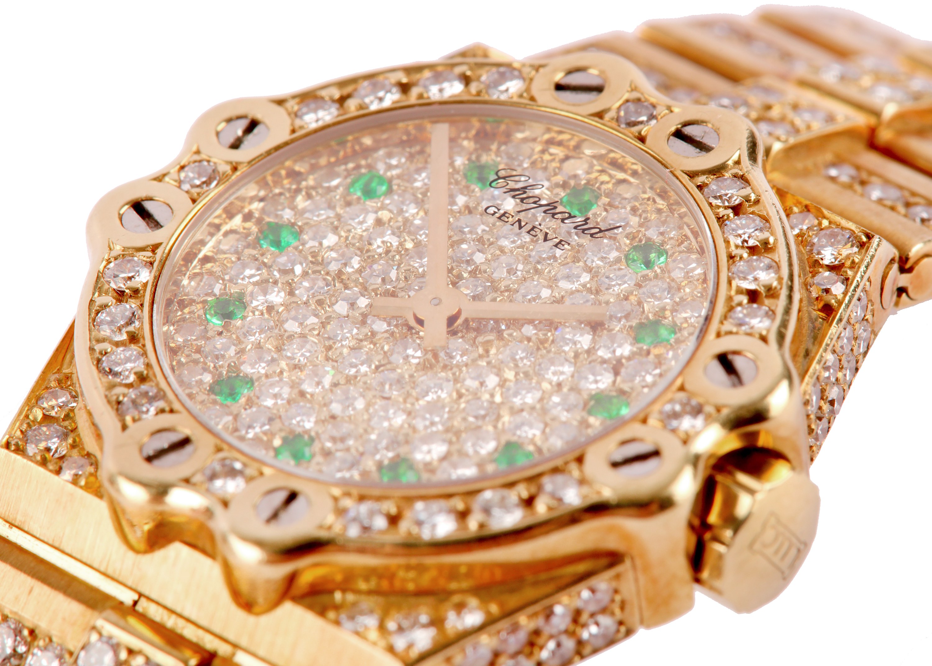 CHOPARD. AN 18K GOLD AND ORIGINAL GEM SET QUARTZ BRACELET WATCH. Model: St Moritz.  Case reference/ - Image 3 of 7