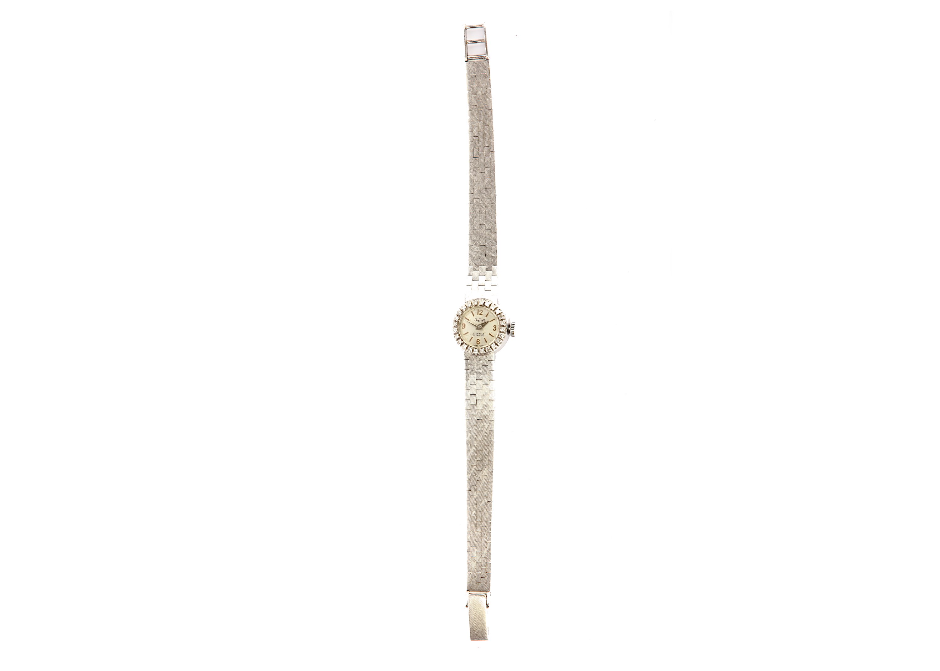 DREFFA. AN 18K WHITE GOLD AND DIAMOND SET MANUAL WIND BRACELET WATCH. Date : c.1975. Case reference: - Image 4 of 6