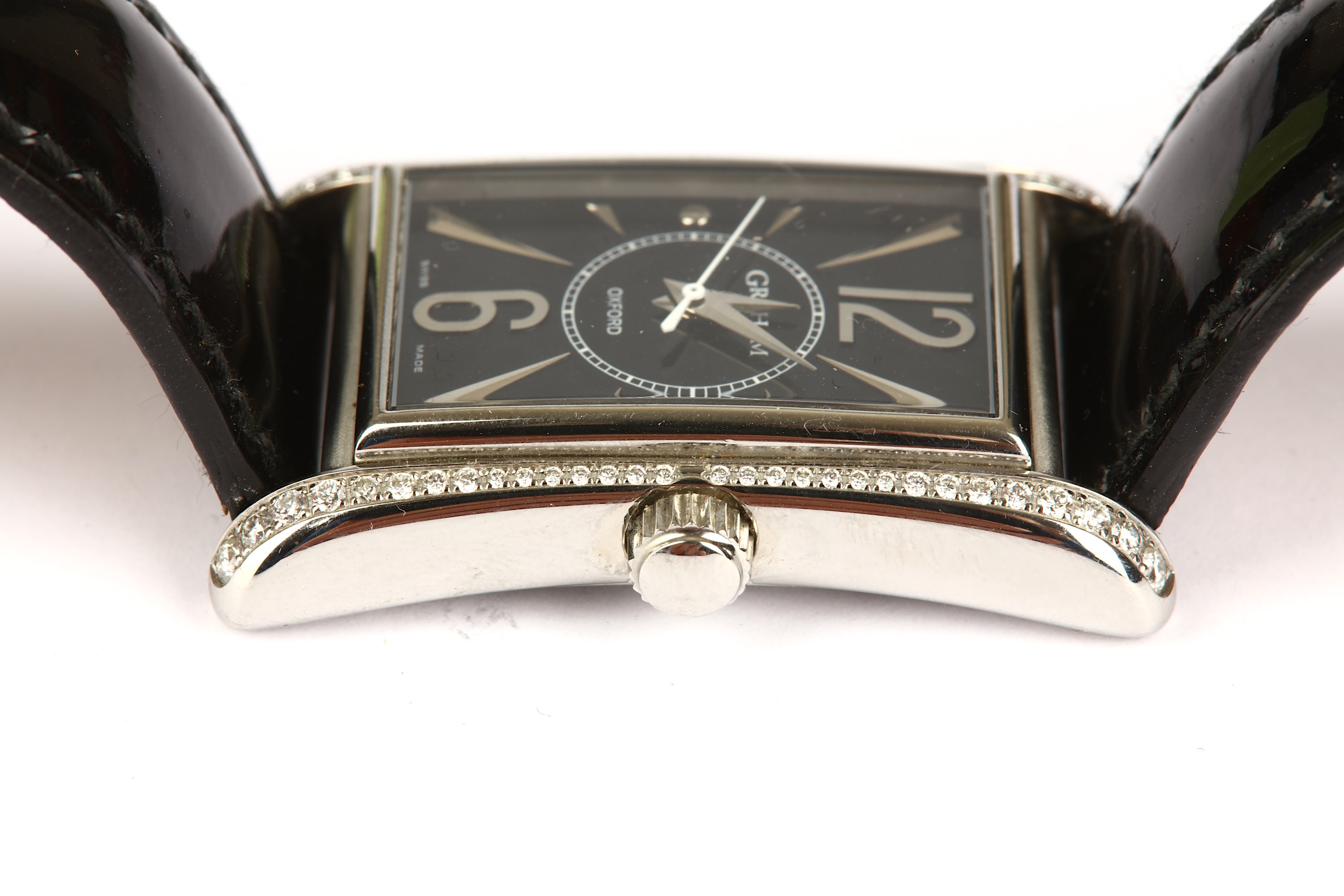 GRAHAM. A STAINLESS STEEL AND DIAMOND SET AUTOMATIC WRISTWATCH. Maker: Graham. Model: Oxford. - Image 12 of 14