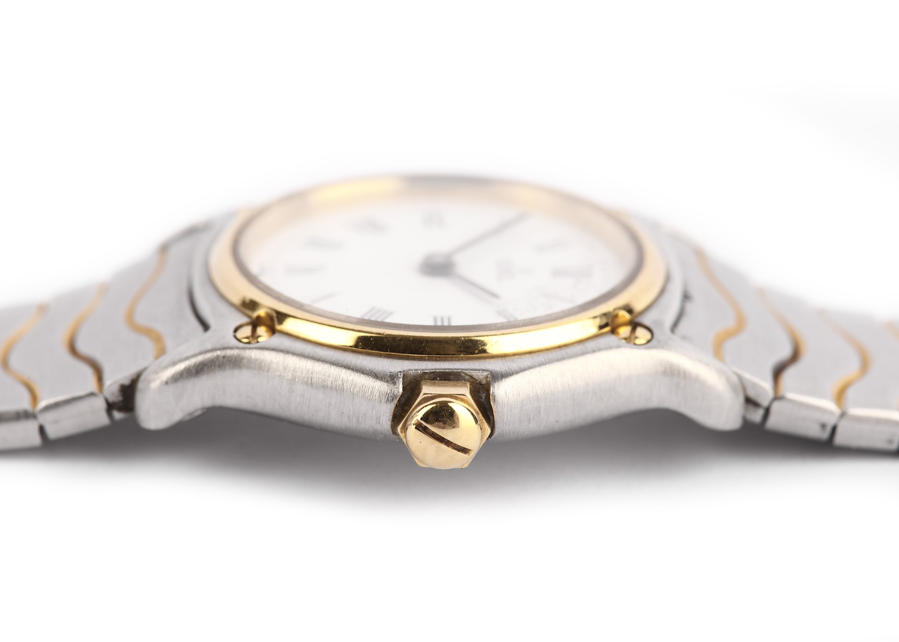 EBEL. A TWO-TONE STAINLESS STEEL AND GOLD QUARTZ  BRACELET WATCH. Model: Wave. Serial number: - Image 3 of 4