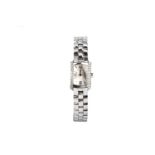 BAUME & MERCIER. A STAINLESS STEEL AND DIAMOND SET QUARTZ BRACELET WATCH. Model: Hampton . Serial