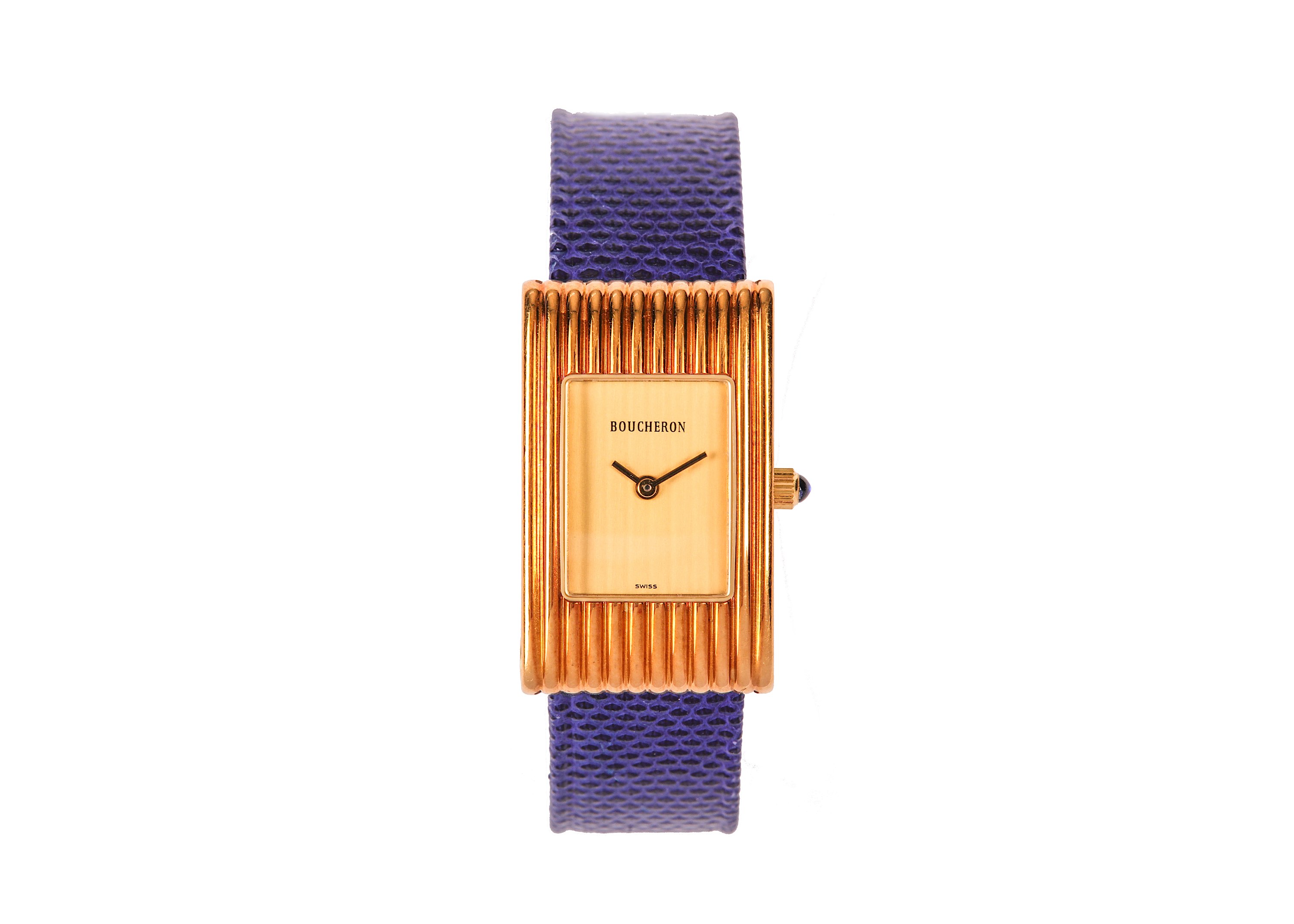 BOUCHERON. AN 18K GOLD QUARTZ WRISTWATCH. Maker: Boucheron. Model: Reflet (Small). Date: Circa