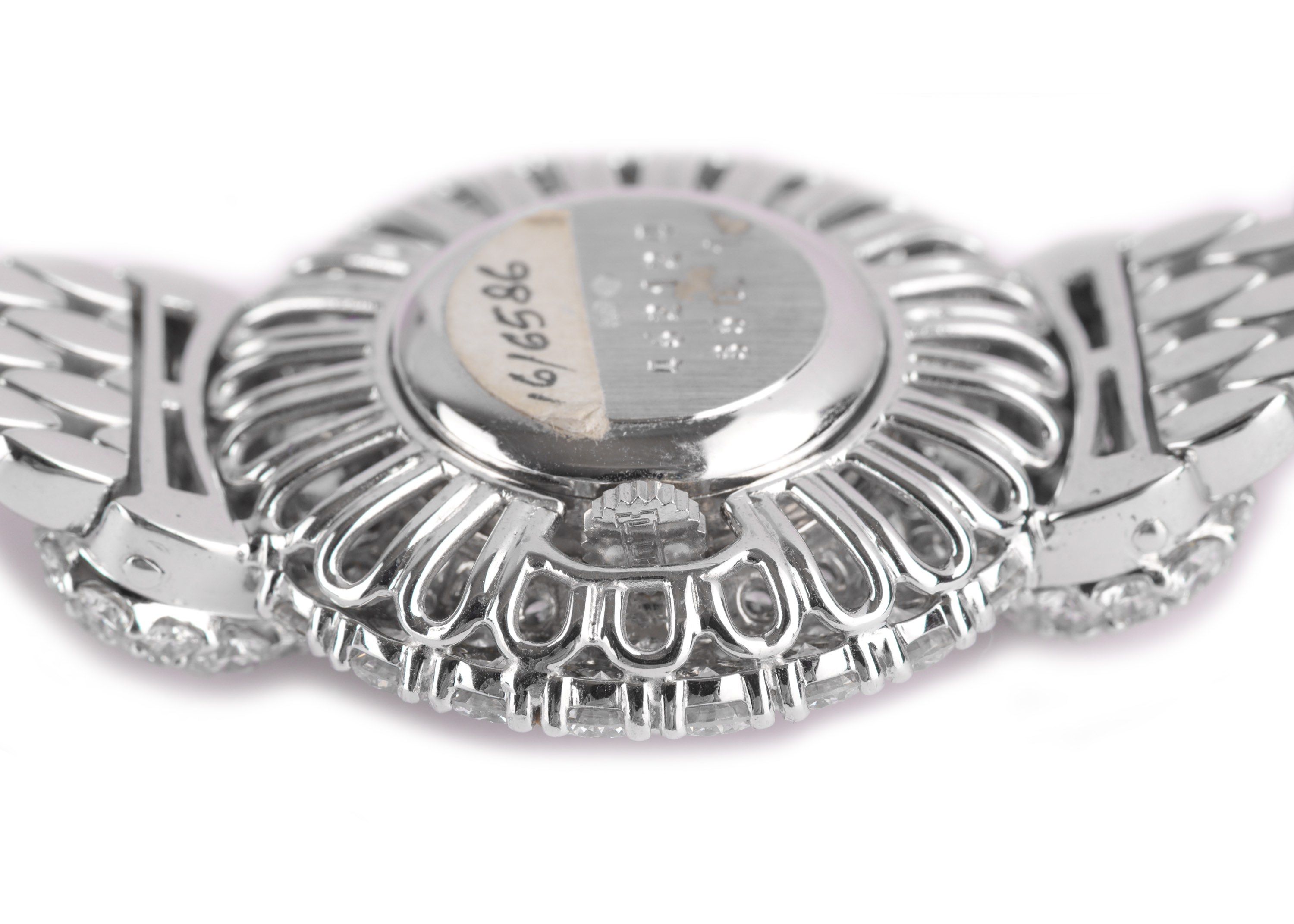 CHOPARD. A FINE AND RARE 18K WHITE GOLD AND DIAMOND SET MANUAL WIND BRACELET WATCH. Case reference/ - Image 4 of 6