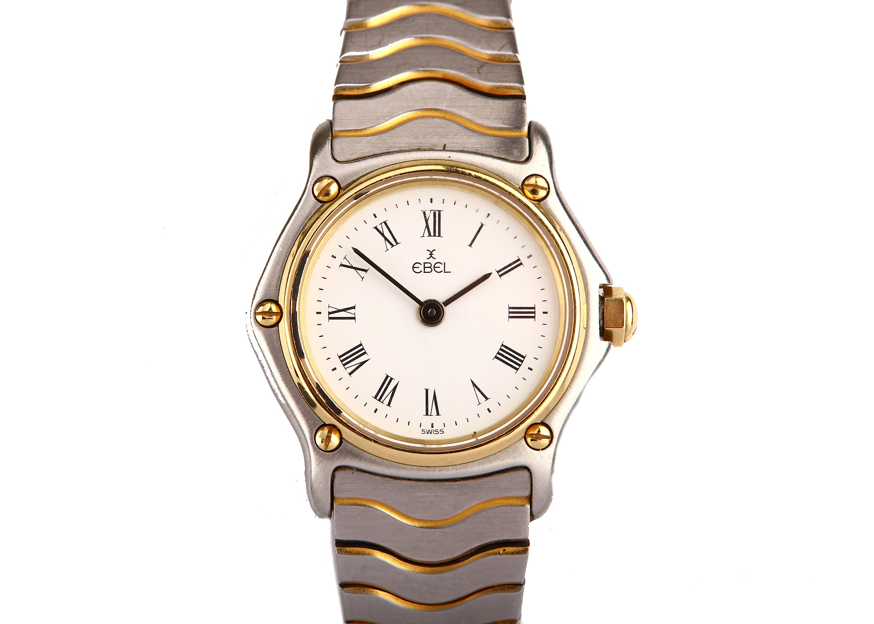 EBEL. A TWO-TONE STAINLESS STEEL AND GOLD QUARTZ  BRACELET WATCH. Model: Wave. Serial number: - Image 2 of 4