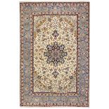 AN EXTREMELY FINE PART SILK ISFAHAN RUG, CENTRAL PERSIA approx: 7ft.10in. x 5ft.1in.(238cm. x