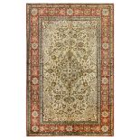 A VERY FINE SILK QUM RUG, CENTRAL PERSIA approx: 6ft.8in. x 4ft.4in.(204cm. x 135cm.) This rug has
