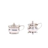 Two George III antique sterling silver mustard pots, one London 1797 by George Smith IV