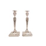 A pair of silver plated candlesticks, Sheffield circa 1840, by James Dixon and Sons